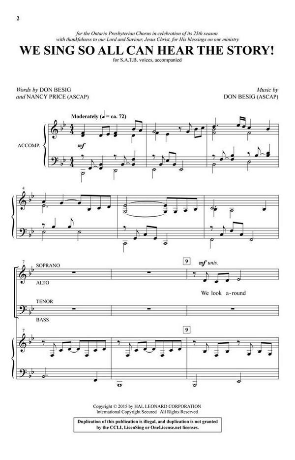Don Besig_Nancy Price, We Sing So All Can Hear the Story!&nbsp;&nbsp;SATB&nbsp;&nbsp;Chorpartitur