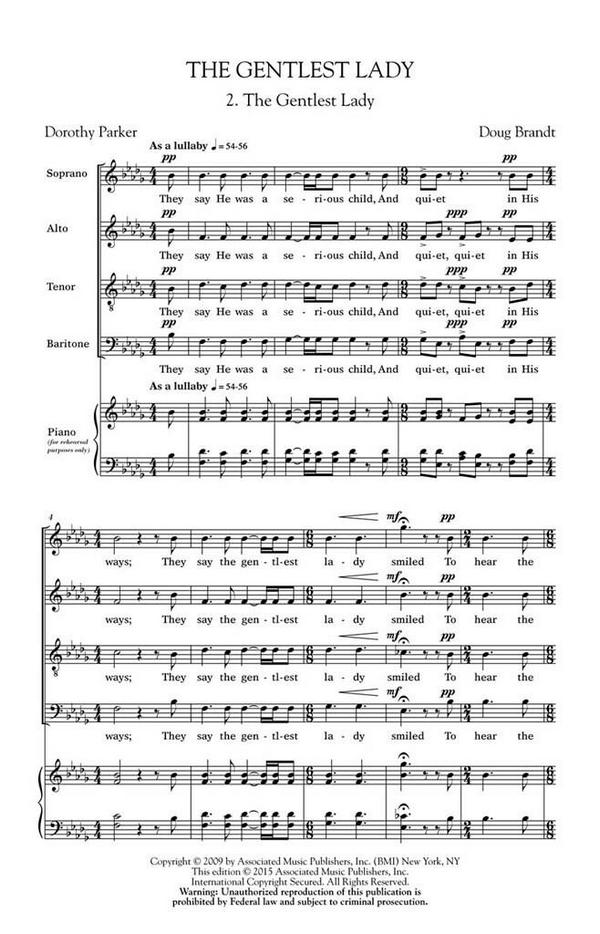 Doug Brandt, The Gentlest Lady&nbsp;&nbsp;SATB a Cappella&nbsp;&nbsp;Chorpartitur