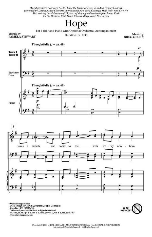Pamela Stewart_Greg Gilpin, Hope&nbsp;&nbsp;TTBB&nbsp;&nbsp;Chorpartitur