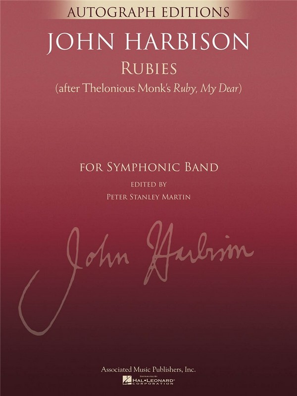 John Harbison, Rubies (After Thelonious Monk's Ruby, My Dear)&nbsp;&nbsp;Concert Band&nbsp;&nbsp;Partitur