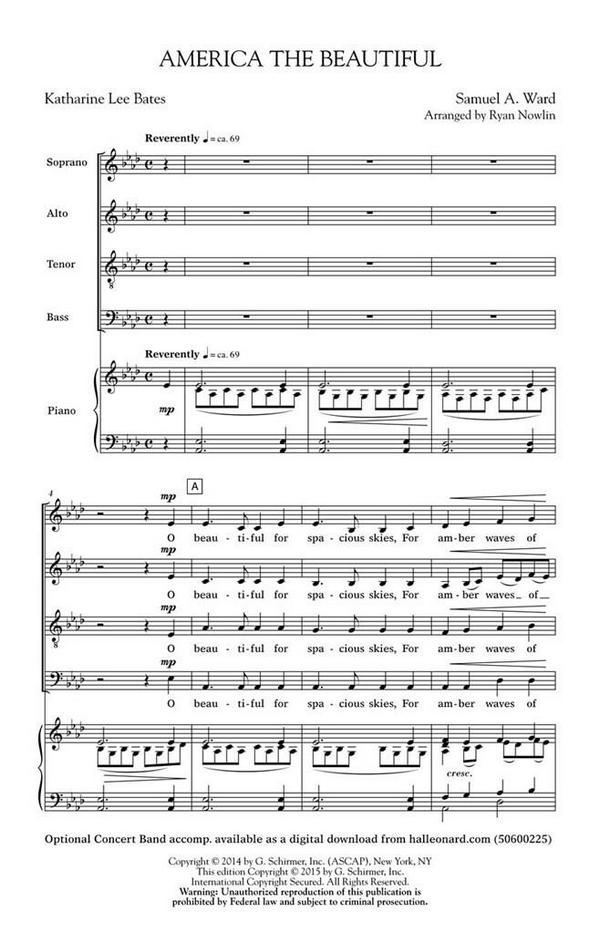 America, The Beautiful  SATB  Chorpartitur