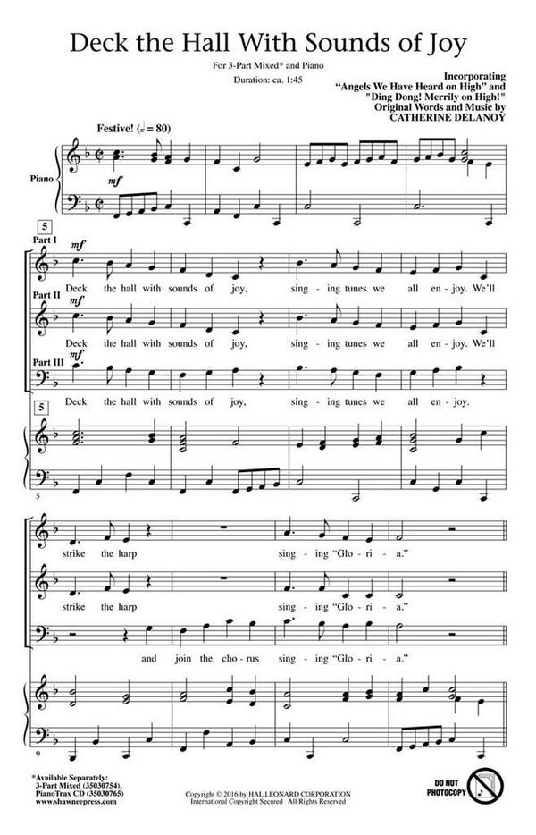 Catherine DeLanoy, Deck the Hall with Sounds of Joy&nbsp;&nbsp;3-Part Choir&nbsp;&nbsp;Chorpartitur