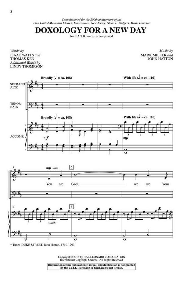 Isaac Watts_Mark Miller_Lindy Thompson, Doxology for a New Day&nbsp;&nbsp;SATB&nbsp;&nbsp;Chorpartitur
