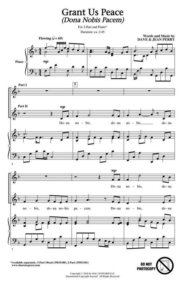 Dave Perry_Jean Perry, Grant Us Peace (dona Nobis Pacem)&nbsp;&nbsp;2-Part Choir&nbsp;&nbsp;Chorpartitur