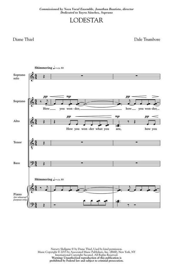 Dale Trumbore, Lodestar&nbsp;&nbsp;SATB a Cappella&nbsp;&nbsp;Chorpartitur
