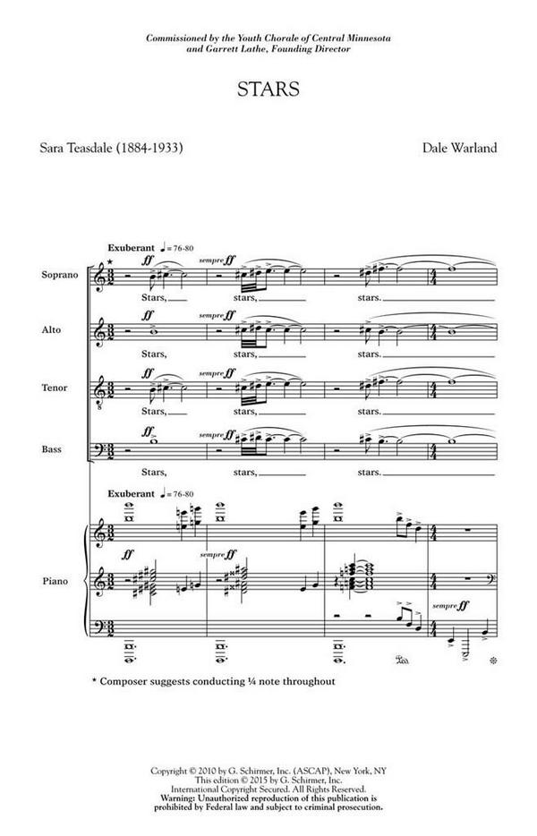 Dale Warland, Stars&nbsp;&nbsp;SATB&nbsp;&nbsp;Chorpartitur