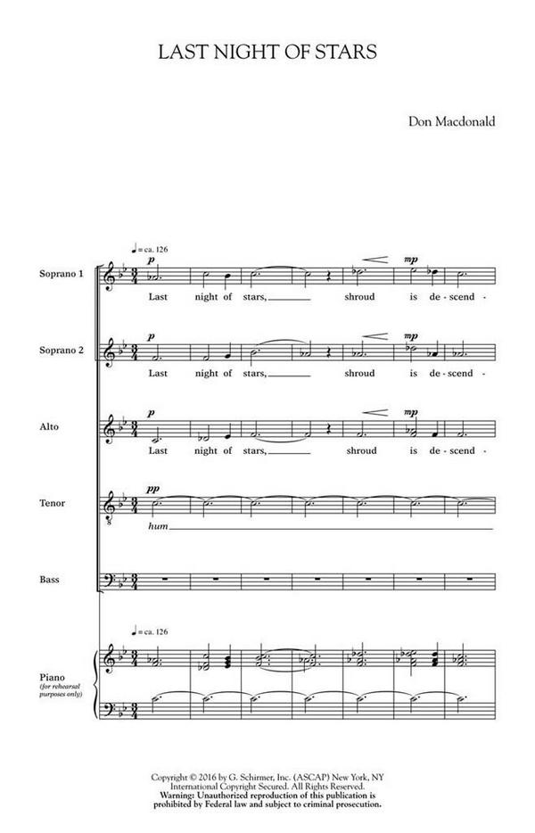 Don MacDonald, Last Night of Stars&nbsp;&nbsp;SATB a Cappella&nbsp;&nbsp;Chorpartitur