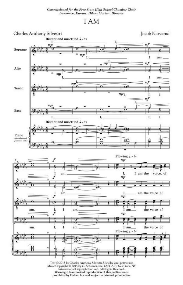 Jacob Narverud, I Am&nbsp;&nbsp;SATB a Cappella&nbsp;&nbsp;Chorpartitur