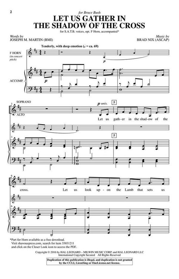 Joseph M. Martin_Brad Nix, Let Us Gather in the Shadow of the Cross&nbsp;&nbsp;SATB and Horn&nbsp;&nbsp;Chorpartitur
