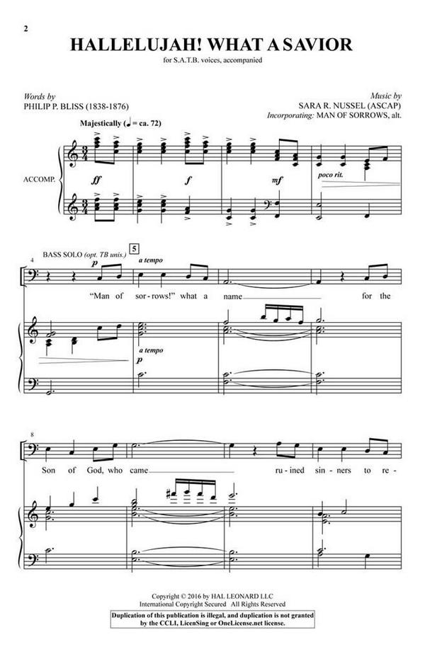 Phillip P. Bliss_Sara R. Nussel, Hallelujah! What a Savior&nbsp;&nbsp;SATB&nbsp;&nbsp;Chorpartitur