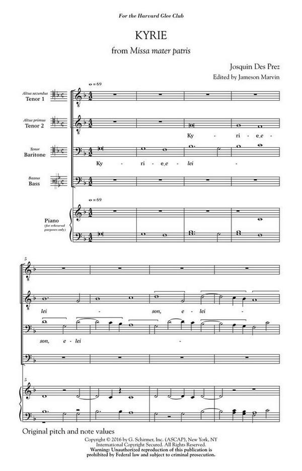 Josquin des Prés, Kyrie&nbsp;&nbsp;TTBB a Cappella&nbsp;&nbsp;Chorpartitur