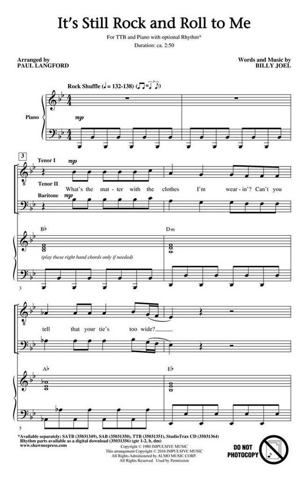 It's Still Rock and Roll to Me&nbsp;&nbsp;TTB&nbsp;&nbsp;Chorpartitur