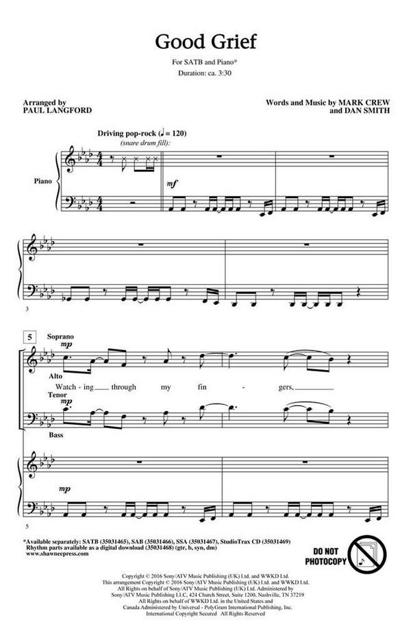 Good Grief&nbsp;&nbsp;SATB&nbsp;&nbsp;Chorpartitur