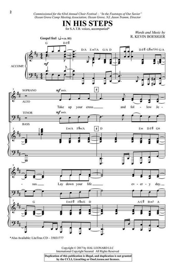 R. Kevin Boesiger, In His Steps&nbsp;&nbsp;SATB&nbsp;&nbsp;Chorpartitur