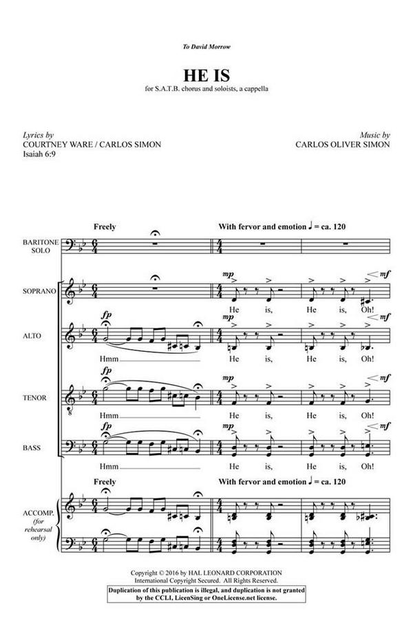 Carlos Simon, He Is&nbsp;&nbsp;SATB a Cappella&nbsp;&nbsp;Chorpartitur
