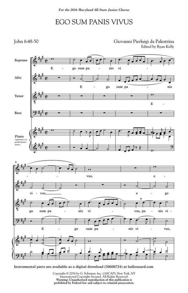 Ryan Kelly, Ego sum panis vivus&nbsp;&nbsp;SATB&nbsp;&nbsp;Chorpartitur
