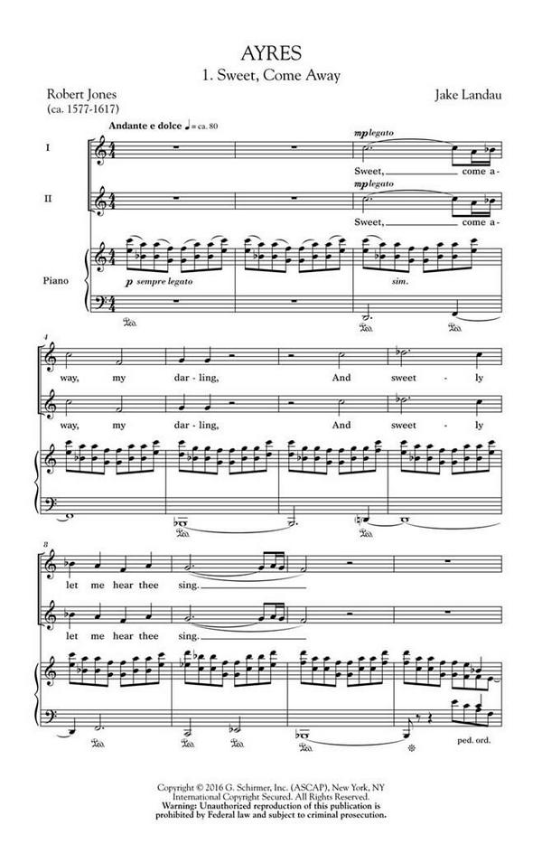 Jake Landau, Ayres&nbsp;&nbsp;SA&nbsp;&nbsp;Chorpartitur