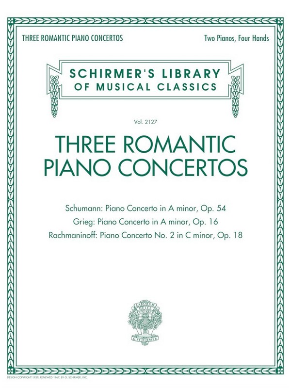 3 romantic Concertos for Piano and Orchestra  for 2 pianos  score
