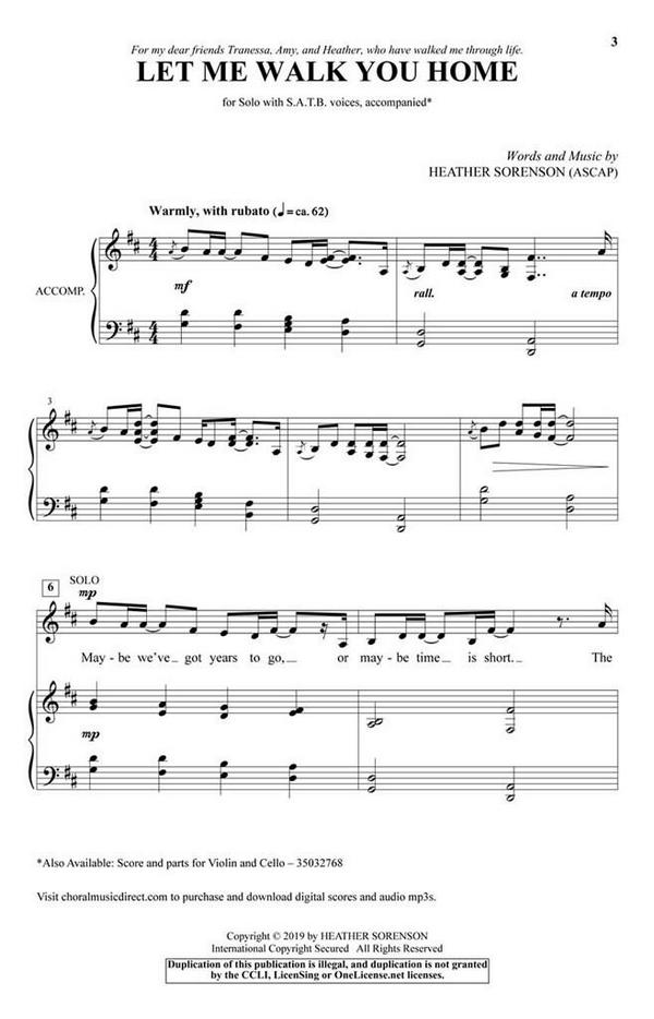 Heather Sorenson, Let Me Walk You Home&nbsp;&nbsp;SATB&nbsp;&nbsp;Chorpartitur