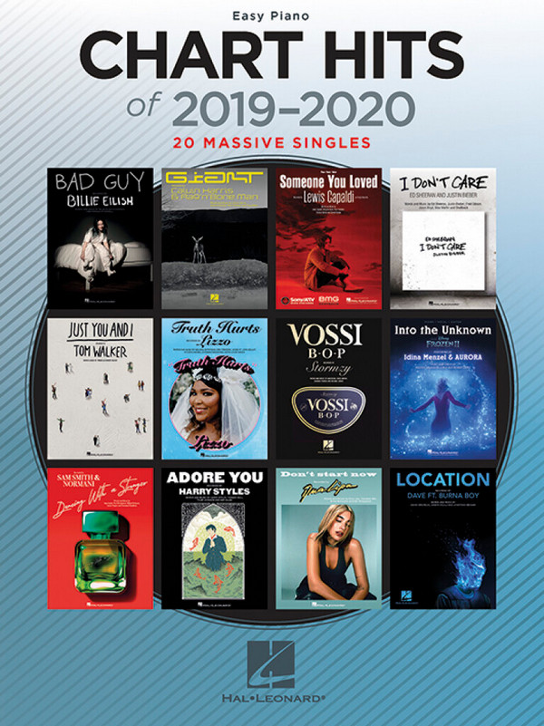 Chart Hits of 2019-2020&nbsp;&nbsp;for easy piano (melody line/lyrics/chords)&nbsp;&nbsp;