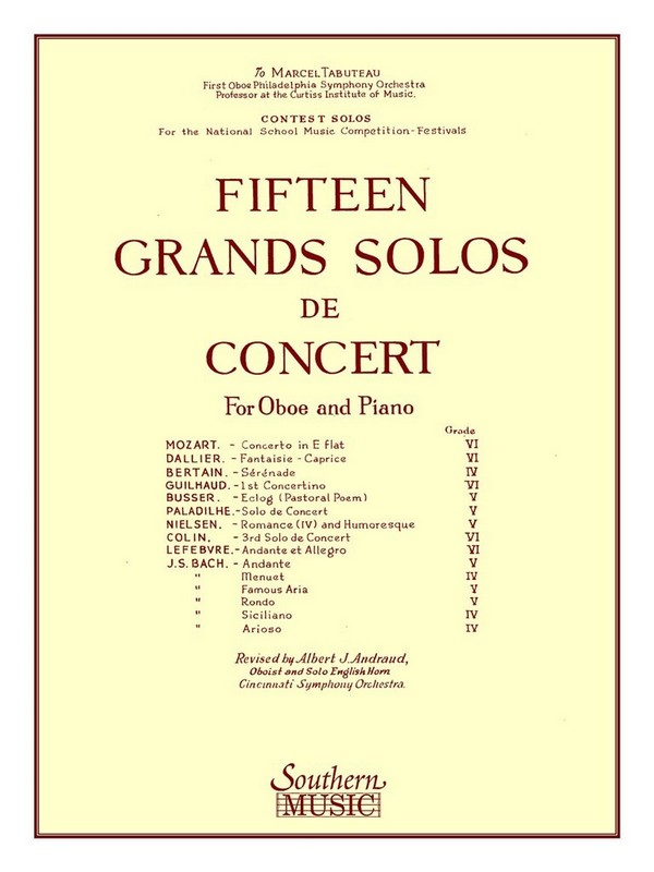15 Grands Solos De Concert  Oboe  Buch