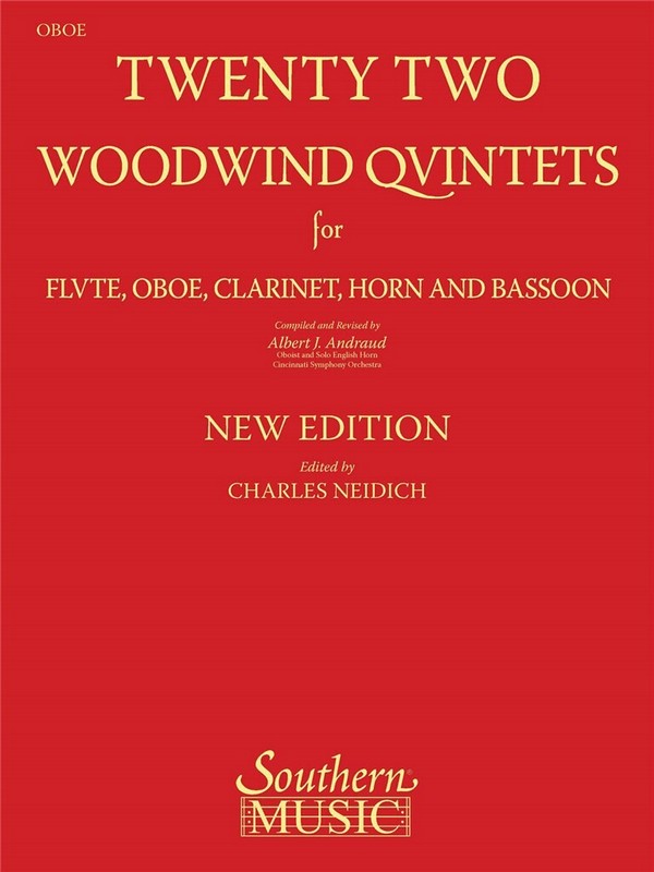 Twenty-Two (22) Woodwind Quintets&nbsp;&nbsp;Oboe&nbsp;&nbsp;Stimme