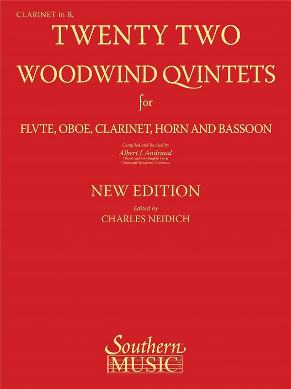 Twenty-Two (22) Woodwind Quintets&nbsp;&nbsp;Clarinet&nbsp;&nbsp;Stimme