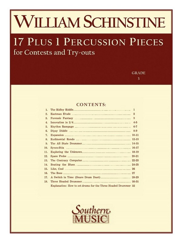 William J. Schinstine 17 + 1 Percussion Pieces&nbsp;&nbsp;Snare Drum&nbsp;&nbsp;Buch
