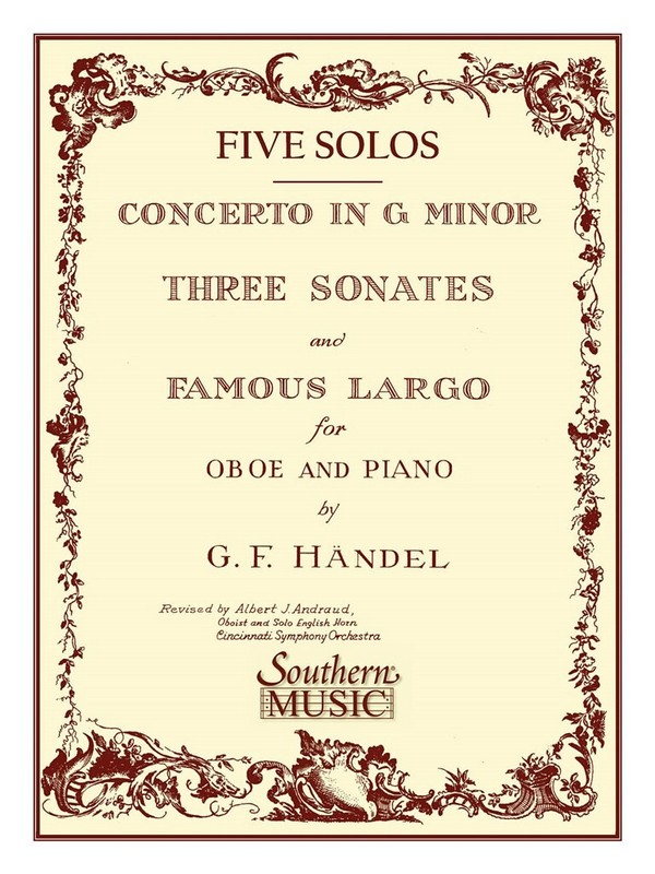Georg Friedrich Händel Three Sonates & Famous Largo (Concerto G Mino&nbsp;&nbsp;Oboe&nbsp;&nbsp;Buch