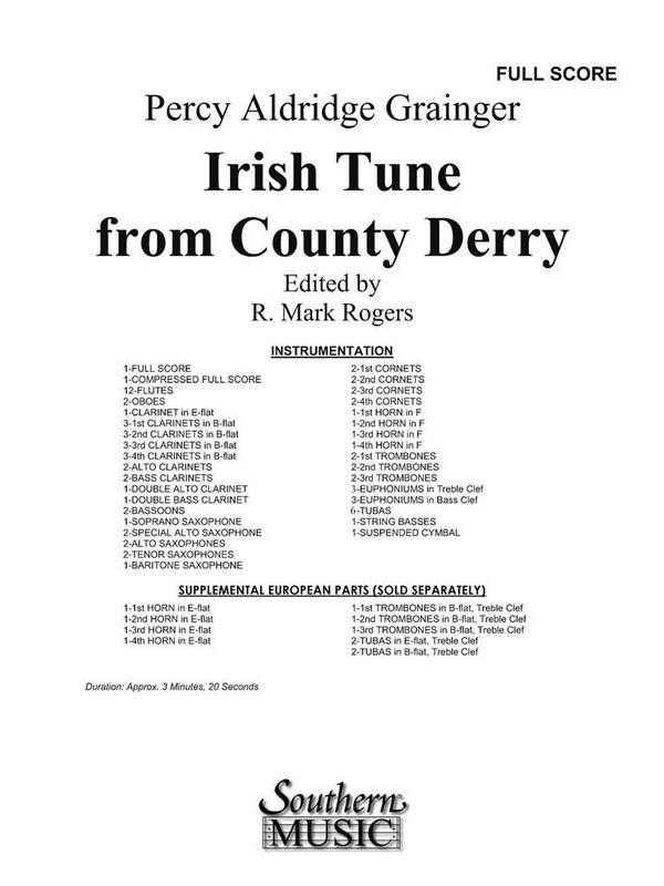 Percy Aldridge Grainger Irish Tune From County Derry&nbsp;&nbsp;Concert Band&nbsp;&nbsp;Partitur