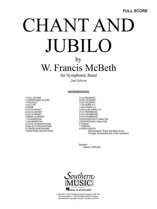 W. Francis McBeth Chant & Jubilo, 2Nd Edition&nbsp;&nbsp;Concert Band&nbsp;&nbsp;Partitur