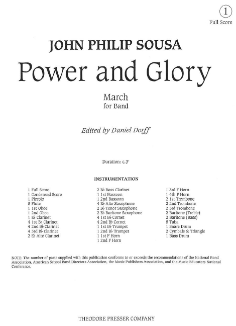 John Philip Sousa Power and Glory&nbsp;&nbsp;sinfonisches Blasorchester&nbsp;&nbsp;Partitur