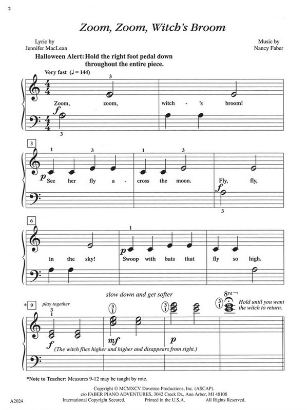 Nancy Faber: Zoom, Zoom, Witch'S Broom  Piano  Instrumental Album