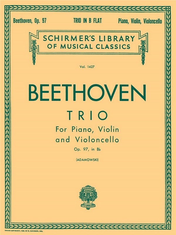 Ludwig van Beethoven, Piano Trio In B Flat 'Archduke' Op.97&nbsp;&nbsp;Piano Trio&nbsp;&nbsp;Partitur + Stimmen