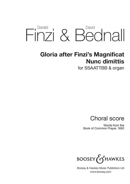 Gloria after Finzi's Magnificat  and  Nun dimittis  for mixed chorus and organ  score