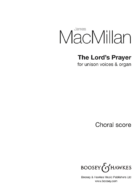 The Lord's Prayer&nbsp;&nbsp;for unisono chorus (congregation) and organ&nbsp;&nbsp;score