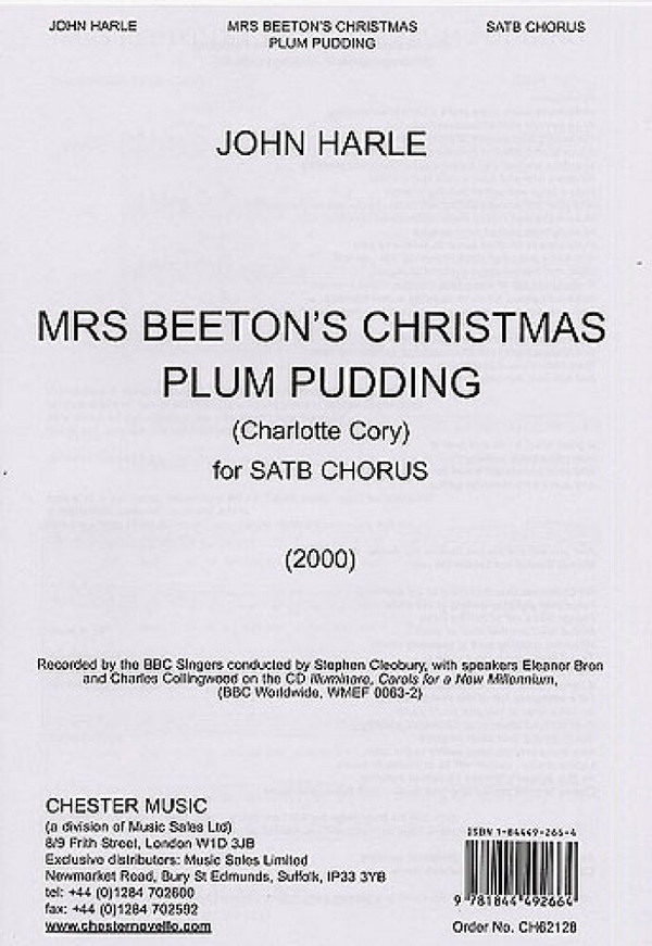 John Harle: Mrs Beeton's Christmas Plum Pudding&nbsp;&nbsp;SATB&nbsp;&nbsp;Vocal Score