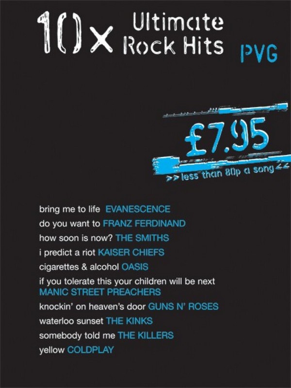 10x ultimate rock hits: songbook  for piano/vocal/guitar  