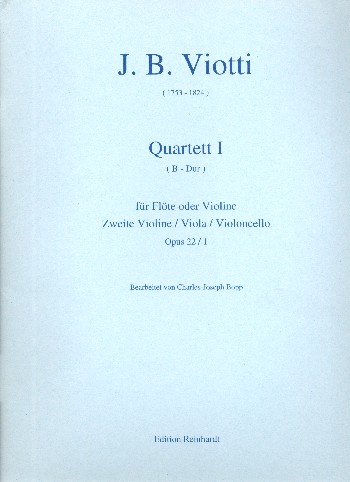 Quartett B-Dur op.22,1 für Flöte  (Violine) und Streichtrio  Partitur und Stimmen