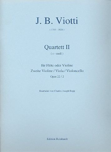 Quartett c-Moll op.22,2   für Flöte (Vl) und Streichtrio  Partitur und Stimmen