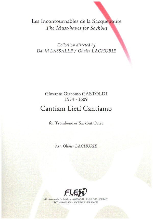 Cantiam Lieti Cantiamo  for trombone or sacbut octet  score and parts