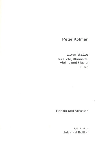 2 Sätze  für Flöte, Klarinette, Violine und Klavier  