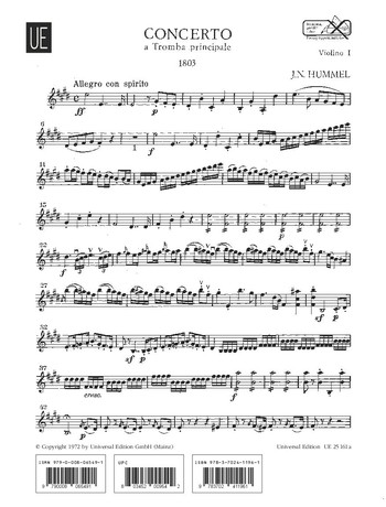 Concerto a tromba principale E-Dur  für Trompete und Orchester  Violine 1