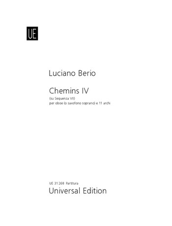 Chemins vol.4  für Oboe (Sopransax) und Streicher  Partitur