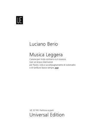 Musica leggera für Flöte, Viola und  Violoncello  Partitur und Stimmen