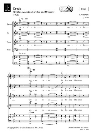 Credo&nbsp;&nbsp;für Chor SATB, Klavier und Orchester&nbsp;&nbsp;Chorpartitur