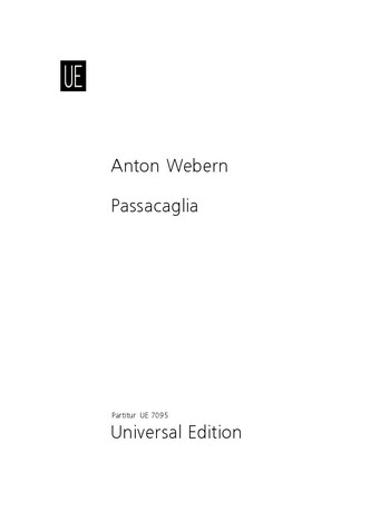 Passacaglia op.1  für Orchester  Partitur