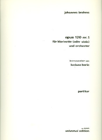 Opus 120 Nr. 1&nbsp;&nbsp;für Klarinette oder Viola und Orchester&nbsp;&nbsp;Partitur