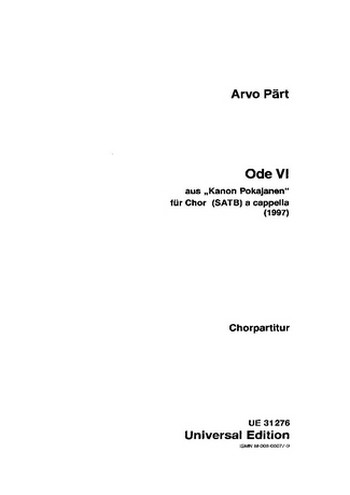 Ode VI - Kontakion - Ikos&nbsp;&nbsp;für Chor SATB&nbsp;&nbsp;