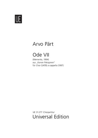 Ode Nr.7 (Memento)&nbsp;&nbsp;für gem Chor a cappella&nbsp;&nbsp;Partitur (russ/kyr)
